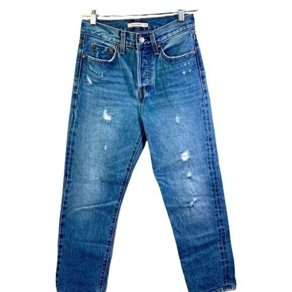 Levi's Wedgie Fit Straight Leg Ankle Distressed Jeans - size 25 - Picture 1 of 9